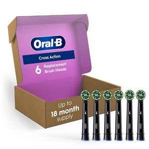lot 2887 image: Oral-B Cross Action Replacement Brush Heads for an Oral-B Electric Toothbrush, Pack of 6, Black