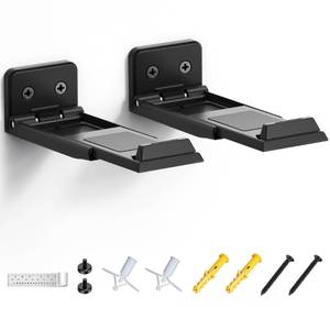 lot 2888 image: ELETIUO Soundbar Wall Mount Bracket for Samsung, LG, Sony, JBL, Vizio, Sonos and More, Depth Adjustable 3.5-6.1, Soundbar Shelf Under TV, Black
