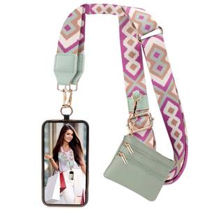 lot 2889 image: XANGNIER Clip and Go Strap for Phone with Wallet Crossbody, Phone Strap with Zippered Wallet, Adjustable Anti Theft Cellphone Lanyard for Women, Cellphone Chain Accessories Green