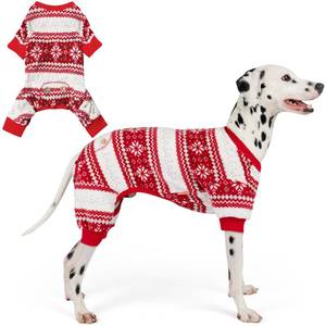 lot 2902 image: KYEESE Dog Christmas Pajamas, Soft Fleece Holiday Dog Pajamas for Medium Dogs, Warm Plush Winter Pet Sleepwear with Snowflake Pattern, Lightweight Cozy Xmas Outfit Jumpsuit, XX-Large