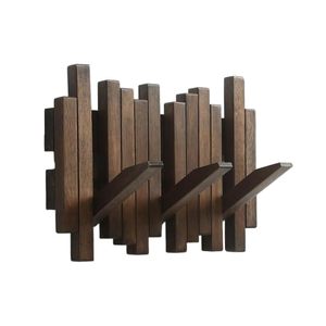 lot 2904 image: Hbrjtds Modern Wooden Coat Rack Wall Mount  3-Hook Flip Down Piano Design Coat Rack Wall  Natural Acacia Wood with Wax Oil Finish  Decorative Wall Art for Entryway, Hallway & Bedroom