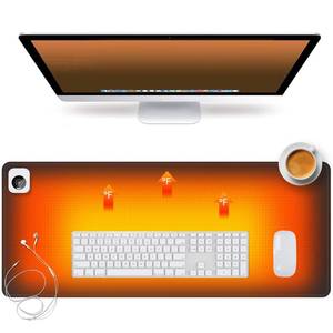 lot 2906 image: Heated Desk Pad Mouse Pad - Heated Desk Mat - Warm Desk Pad - 3 Levels Heating & 4 Hours Auto Shut-Off, PU Leather Mouse Pad - 31.5 x 13 inch(Dull Black)