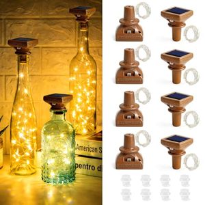 lot 2911 image: VOOKRY Solar Wine Bottle Lights, 8 Pack 20 LED Solar Powered Cork Lights Waterproof Outdoor Fairy String Lights Wine Bottle Decorations for DIY, Party, Wedding, Garden, Patio, Tabletop(Warm White)
