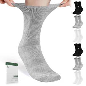 lot 2912 image: Bulinlulu Diabetic Socks for Men Women-6 Pairs Non Binding Crew Diabetic Neuropathy Socks with Seamless Toe for Men Size 9-12(Large-BlackWhiteGrey)