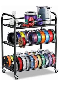 lot 2741 image: 3D Printer Filament Storage Rack- Rolling Filament Spool Holders Racks with Wheels, Heavy Duty Metal Shelf