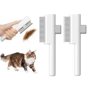 lot 2930 image: Marchul 2Pcs Pet Comb Flea Comb Set for Cats Dogs, Cat Grooming Brush with Release Button and Stainless Steel Round Teeth, Self-Cleaning Dog Combs for Removing Pet Hair, Knots & Loose Fur, White