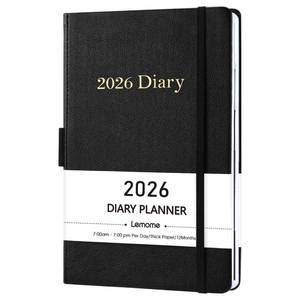 lot 2942 image: 2026 Diary - 2026 Daily Planner, Appointment Book with Tabs, Pen Loop, Bookmarks, Inner Pocket, January to December 2026, 5.75 x 8.25