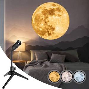 lot 2950 image: BODLYL Non-Fade Moon Projector Night Light, USB Powered Moon Lamp Romantic Atmosphere Night Light Projector for Bedroomr, Gift for Kids Moon Lover Couples Selfie Wall Ceiling Decor with 3 Colors