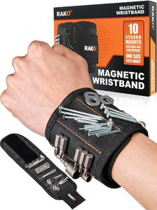 lot 2978 image: RAK Magnetic Wristband Gifts for Men - Premium Tool Belt for Holding Screws Nails with Powerful Magnets, Valentines Day Gift for Men, Cool Gadgets Stuff Birthday Gifts for Dad, Husband, Grandpa, Him