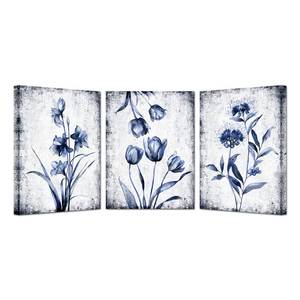 lot 2984 image: KREATIVE ARTS 3 Pieces Canvas Wall Art Navy Blue and Grey Flower Painting Art Prints Vintage Floral Picture Artwork Modern Bedroom Bathroom Wall Decor Framed Ready to Hang Each Panel 12x16 Inches