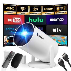 lot 2991 image: Mini Projector with WiFi and Bluetooth Built-in Apps Smart Projector Support 4K 1080P FHD 180° Adjustable Auto Keystone Compatibile with HDMITV StickMemory StickLaptop, White