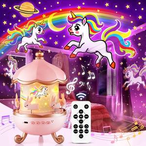 lot 2992 image: Staryou Sound Machine Baby Night Light Projector, 15 White Noise  21 Colors  15 Films Toddler Night Light for Kids, Remote Control Baby White Noise Machine, Unicorn Toys for Girls