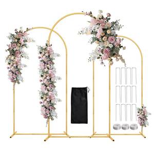 lot 5011 image: WellSign Balloon Arch Stand,7.2FT, 6.6FT, 6FT Set of 3 Metal Gold Wedding Backdrop Arch Stand Kit for Valentine Baby Shower Engagement Party Event Decoration Garden Floral Balloon Arch with Base