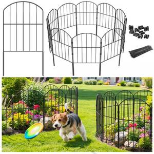 lot 5013 image: VANCASTLE Decorative Garden Fence Outdoor, Total 10.5ft (L) x 24in (H), Rustproof Metal Landscape Barrier Fence, Black Fence for Yard, Patio Lawn, 10 Panels