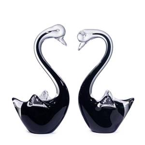 lot 5024 image: Mysphex Blown Glass Swan Figurines Set - Valentines Day Gift Glass Swan Pair - Love Token Garden Art, Home Shelf Display - IndoorOutdoor Decor