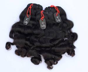 lot 5034 image: IDM 16 Curly 3 bundles 100% Natural indian Virgin Raw Hair single donor double weft natural curly hair bundles