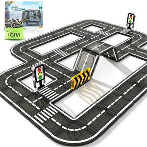 lot 5037 image: IGIVI Magnetic Tiles Road Expansion Pack, STEM Magnet Building Blocks for Toddler Kids Toys, Montessori Educational Toys for 3 Year Old Boys & Girls, Creative Toy Gifts for Kids