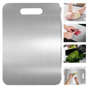 lot 5041 image: 304 Stainless Steel Cutting Board, Double-sided Stainless Steel Cutting Board for Kitchen Dishwasher Safe Ideal Food Grade Chopping Board for Cutting Meats Fruit & Vegetable(13.3  9.1 In)