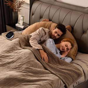 lot 5046 image: Bearhug Electric Blanket Full Size 77 x 84, Velvet & Sherpa Heated Blanket, 10 Heating Levels & 1-12H Auto Off, Over-Heat Protect, ETL, Machine Washable