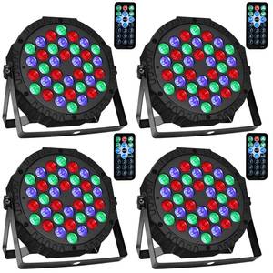 lot 5047 image: Manalete 36 LED Stage Lights, Par Light with Remote &amp DMX Controlled Sound Activated Uplights for Events Wedding Birthday Christmas Music Show Dance Party DJ Lighting, 4 Pack, Black