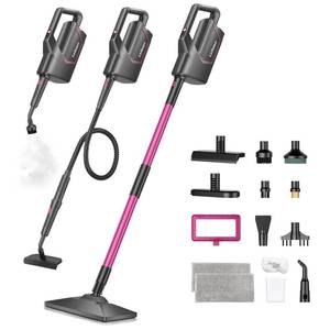 lot 5052 image: Leiksen Steam Mop, 12-in-1 Powerful Handheld Steam Cleaner, 260°F Floor Steamer, 440ml Large Tank, 23FT Power Cord, Flexible Hose, 3-Level Control, Multi-Purpose for Hardwood, Tile, Grout, Windows
