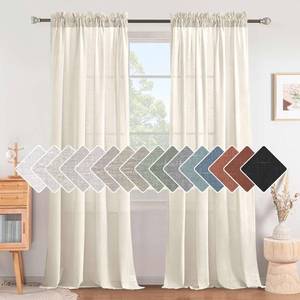 lot 5060 image: Linen Curtains Elegant Natural Linen Blended Curtains Energy Efficient Light Filtering  Rod Pocket Window Treatments Panels  Drapes for Livingroom (Set of 2, Ivory, 52 inch W X 96 inch L)