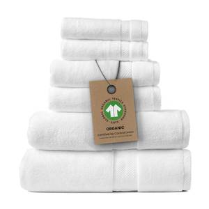 lot 5070 image: Alusa Home 100% Organic Zero-Twist Cotton Towels - GOTS Certified Luxury Bath Towels - Ultra Soft & Plush 700GSM Long-Staple Cotton - 6 Piece Towel Set (White)