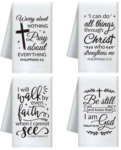 lot 5072 image: CUTHOLLOW Bible Quote Decorative Kitchen Towels Set of 4, 15.74x23.62 Soft & Absorbent Microfiber Dish Towel for Tea Coffee Bar Home, Best Gift for Housewarming Christmas Thanksgiving Birthday