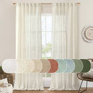 lot 5076 image: LAMIT Natural Ivory Semi Sheer Linen Curtains 84 inch Long, Cream White Light Filtering Living Room Panels Back Tab and Rod Pocket Neutral Drapes for BedroomFarmhouse, 2 Panels, 52 x 84 Inch