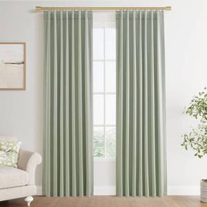 lot 5078 image: Joywell 100% Blackout Linen Curtains 84 Inch Long for Bedroom 2 Panels Black Out Curtain Room Darkening Drapes for Dining Room Window Back Tab Hook Belt Rod Pocket,52 x 84,Mist Sage