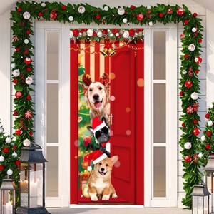 lot 5080 image: Tatuo Christmas Door Cover Decoration Funny Christmas Animals Front Door Banner Large Cute Classroom Window Cover 79 x 35 Inch Novelty Xmas Decorations for Holiday Background Gifts(Dog)