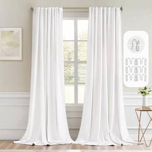 lot 5087 image: MIULEE Pure White Back Tab Blackout Curtain 96 Inch Long 2 Panels Set for Bedroom, Rod PocketPinch Pleat Thermal Insulated Living Room Darkening Pleated Light Blocking Floor to Ceiling Drape