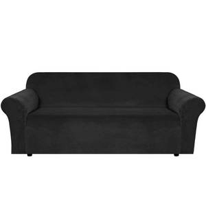 lot 5089 image: H.VERSAILTEX 1 Peice Stretch Velvet Sofa Covers for 3 Cushion Couch Covers Sofa Slipcovers Furniture Protector Soft, Crafted from Thick Comfy Rich Velour (Sofa 72-90, Black)