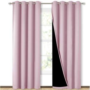 lot 5091 image: NICETOWN 100% Blackout Window Curtain Panels, Heat and Cold Blocking Drapes with Black Liner for Nursery, 84 inches Thermal Insulated Draperies (Lavender Pink, 2 Pieces, 52 inches Wide Each Panel)