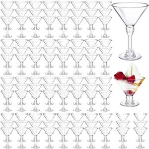 lot 5095 image: 100 Pcs Plastic Martini Glasses 5 oz Disposable Cocktail Glasses Tall Mini Martini Plastic Cups Unbreakable Appetizer Dessert Cups for Margarita Wine Champagne Ice Cream Wedding Party Bar Event
