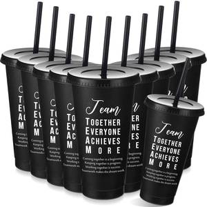 lot 5100 image: Skylety 24 Pcs Employee Appreciation Gifts Bulk, Team Appreciation Tumblers with Lids and Straw, 24 oz Team Plastic Cup Inspirational Valentine Gifts for Office Staff Coworker Teacher (Black)