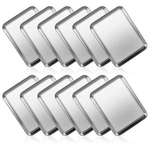lot 5102 image: 12PCS Stainless Steel 18 Sheet Pan, Nonstick Small Cookie Sheet, Small Baking Pans, Toaster Oven Pans, Metal Tray, Stainless Steel Cookie Sheets For Baking, Oven And Dishwasher Safe