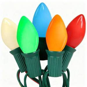 lot 5137 image: C7 Vintage Christmas Lights, 25Ft Ceramic Multicolor Christmas String Lights with 27 5W Glass Bulbs, Waterproof Connectable Christmas Decorations for House Roofline Backyard Wedding Holiday Party