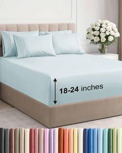 lot 5143 image: Extra Deep King Sheet Set - 6 Piece Breathable and Cooling Sheets - Hotel Luxury Bedding for Women, Men, Kids & Teens - Easy & Secure Fit - Soft, Wrinkle Free and Comfy - Extra Deep Pockets - Ice Blue