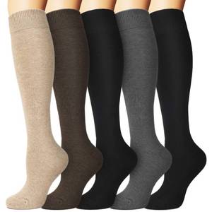 lot 5148 image: we fleece Warm Knee High Socks for Women-Thermal Cotton Socks for Hiking,Work,Winter,Gifts(One Size, 5Pack BlackGreyBrownBeigeBlack)