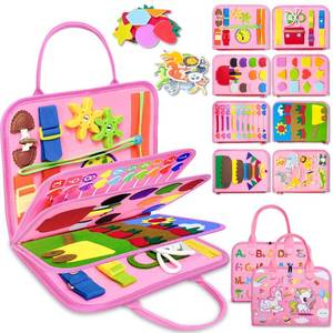 lot 5150 image: Exorany Busy Board Montessori Toys for Toddler Girl Birthday Gifts, Busy Book Sensory Learning Toys for Toddlers, Toddler Girl Airplane Car Travel Toy Educational Activities