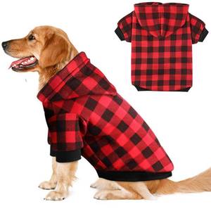 lot 5151 image: Plaid Dog Hoodie Sweatshirt Sweater for Large Dogs Cat Puppy Clothes Coat Warm and Soft(L)