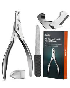 lot 5171 image: Duwize Dog Nail Clippers - All Steel Material, 1.22-Inch Large Opening, Built-in Spring, No Fur Pinch, for Medium to Large Dogs and Cats, Professional Pet Nail Trimmers, with Free Nail File (Matte)