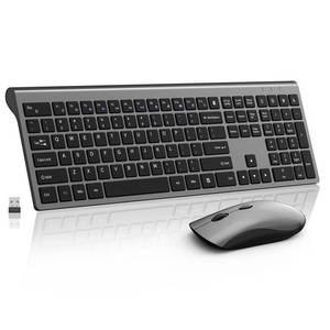 lot 5172 image: Wireless Mouse and Keyboard Combo, Silent Full-Size Computer Keyboard with Calculator Button, 2400 DPI Mouse, Quiet Click, Slim Cordless USB Set for Laptop PC Windows Mac - Space Grey