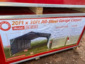 lot 2156 image: Unused Captok CK-ZP20 20x30x12 All Steel Carport