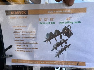 lot 2327 image: Unused Starvox VOX-ASA Skid Steer Auger Set 8,12,18 rods with Hydraulic Motor