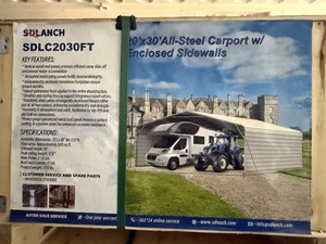 lot 2231 image: Unused SD Lanch SDLC2030FT. 23x30x12.6 All Steel Fully enclosed side wall CarportGarage