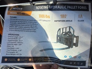 lot 2079 image: Unused 2026 Arteer Hydraulic Adjustable Forklift Fork for Skid Steer