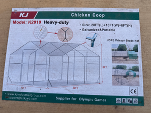 lot 2244 image: Unused KJ Metal K2010 Metal Chicken Coop, fully enclosed