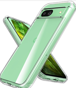 lot 969 image: Clear Case for Google Pixel 8A 5G Case, Hard PC BackSoft TPU Bumper Wireless Charging Support - Retail $0